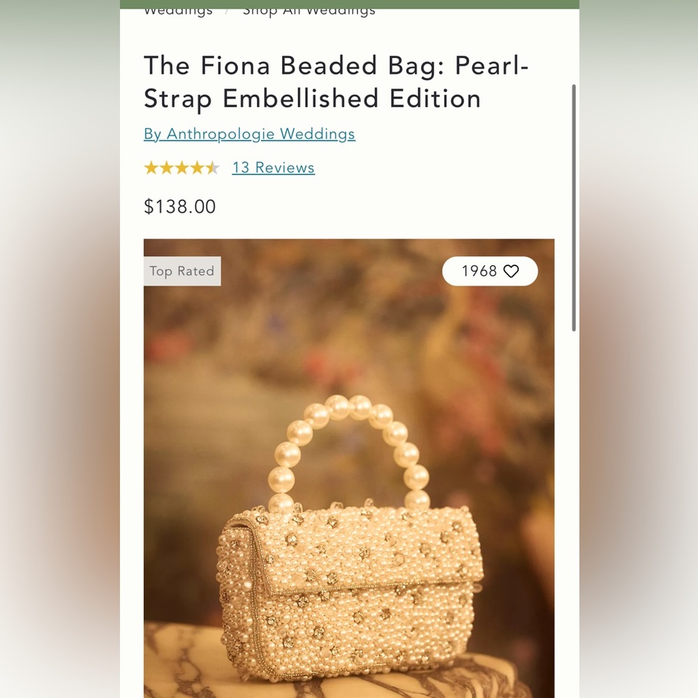 Anthropologie White Beaded Clutch